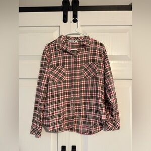 Brown and magenta plaid shirt